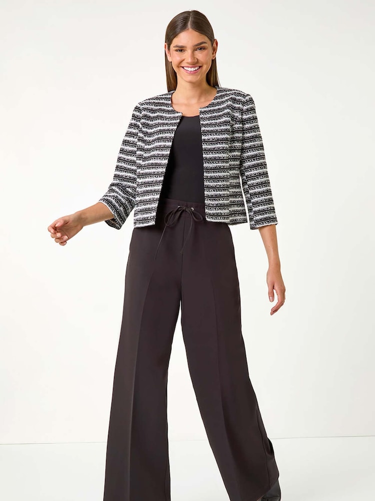 Roman Black Stripe Shimmer Boucle Jacket - Image 3 of 5