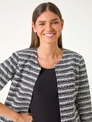 Roman Black Stripe Shimmer Boucle Jacket - Image 4 of 5