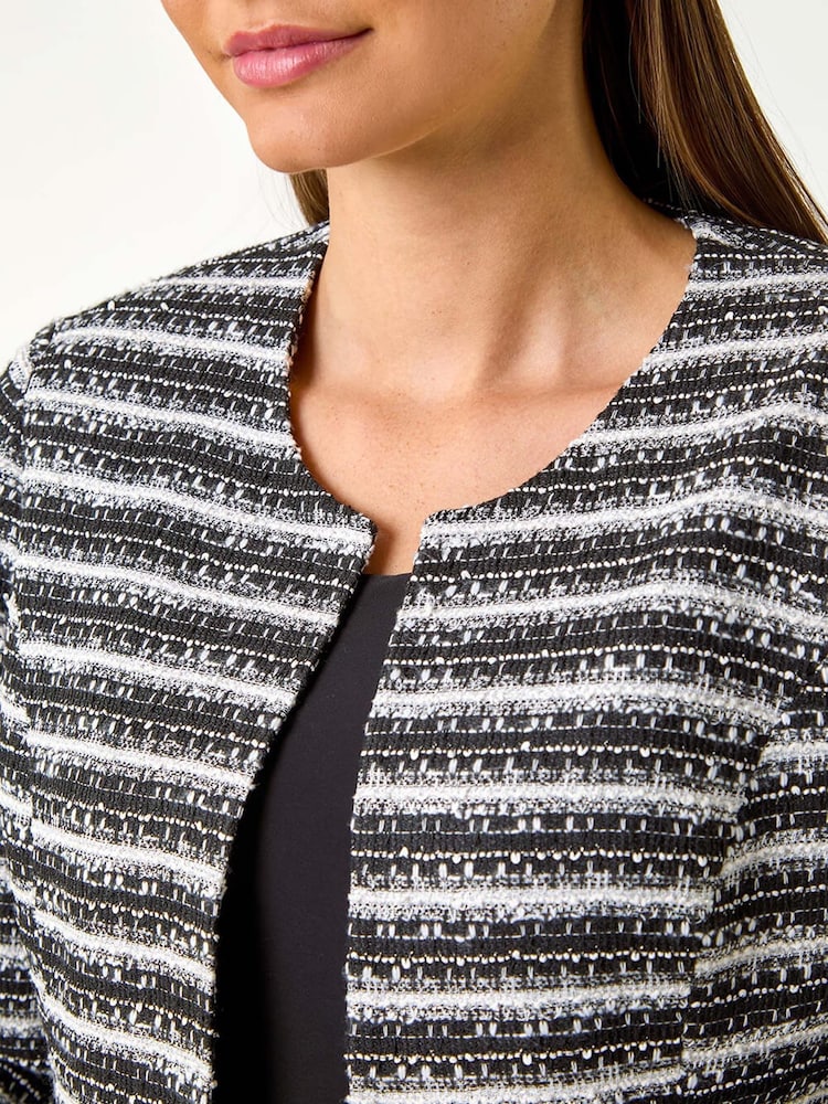 Roman Black Stripe Shimmer Boucle Jacket - Image 5 of 5