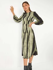Roman Green Shadow Stripe Print Midi Dress - Image 5 of 6