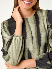 Roman Green Shadow Stripe Print Midi Dress - Image 6 of 6