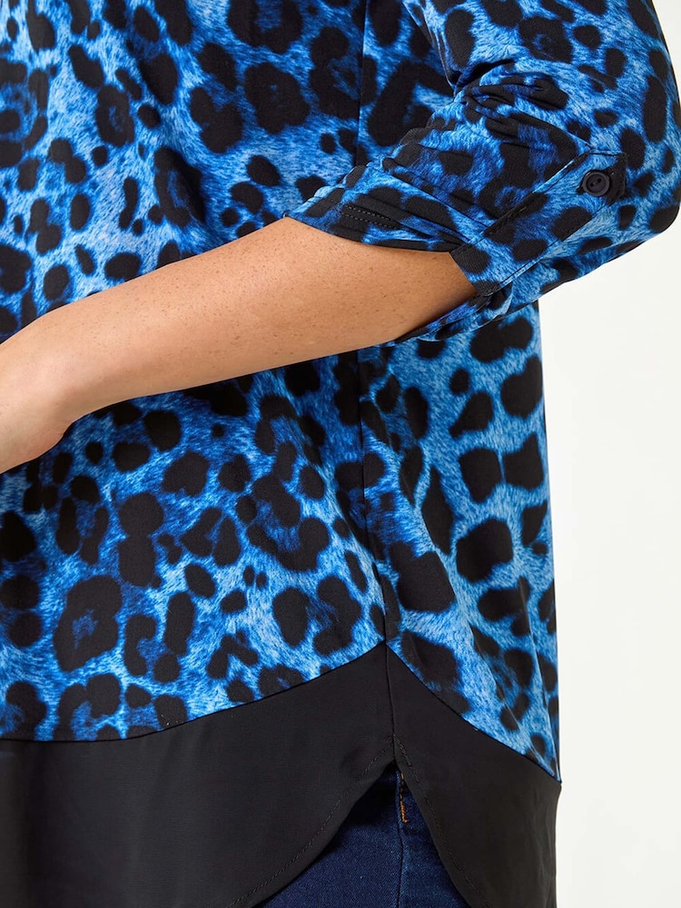 Roman Blue Animal Print Contrast Border Print T-Shirt - Image 5 of 5
