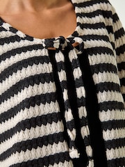 Roman Black Striped Print Tie Detail Cardigan - Image 5 of 5