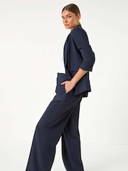 Roman Blue Relaxed Fit Wide Leg Trousers - Image 4 of 5