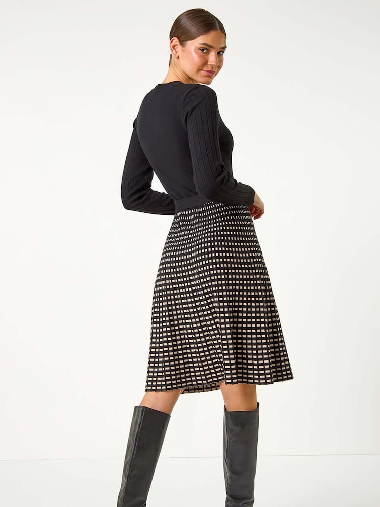 Roman Black Check Print Belted Jumper Dress - Image 2 of 5