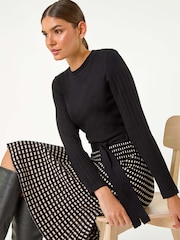 Roman Black Check Print Belted Jumper Dress - Image 4 of 5