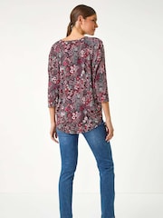 Roman Blusa floral texturizada  Stretch - Imagem 3 de 6