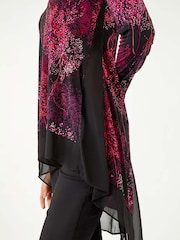 Roman Floral Print Chiffon Hem Stretch Top - Image 5 of 5