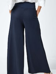Roman Blue Linen Blend Wide Leg Trousers - Image 2 of 4