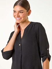 Roman Black Heart Button Detail Shirt - Image 4 of 5
