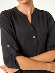 Roman Black Heart Button Detail Shirt - Image 5 of 5