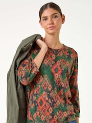 Blusa com estampa abstrata romana - Imagem 1 de 5