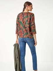 Blusa com estampa abstrata romana - Imagem 2 de 5