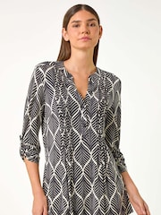 Roman White/Black Abstract Geo Print Blouse - Image 1 of 5