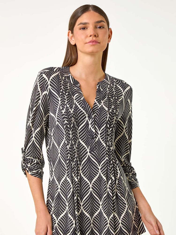 Roman White/Black Abstract Geo Print Blouse - Image 1 of 5