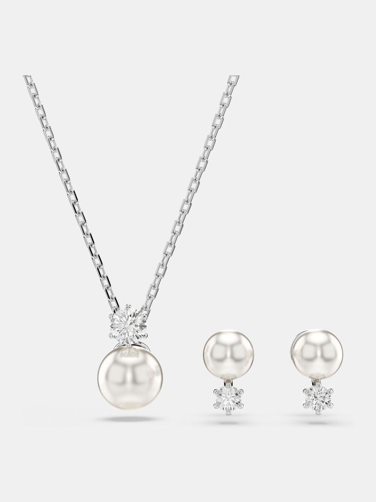 Swarovski Matrix com pérolas de cristal e lapidação redonda banhadas a ródio Jewellery Set - Imagem 1 de 7