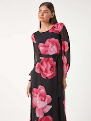 Roman Pink Floral Print Tie Detail Dress - Image 1 of 5