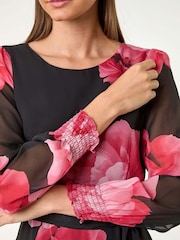 Roman Pink Floral Print Tie Detail Dress - Image 5 of 5