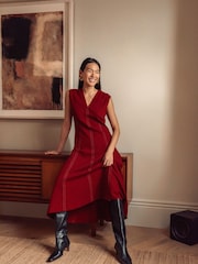 Jigsaw Red Sleeveless Stitched Dress - Image 1 of 8