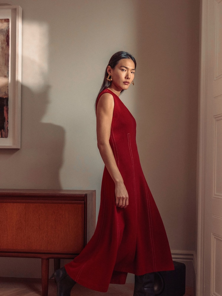 Jigsaw Red Sleeveless Stitched Dress - Image 2 of 8
