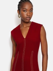 Jigsaw Red Sleeveless Stitched Dress - Image 4 of 8