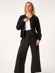 Roman Black Petite Cable Button Down Cardigan - Image 2 of 5