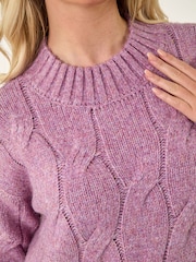 Roman Pink Petite Cable Detail Shirt Jumper - Image 5 of 5