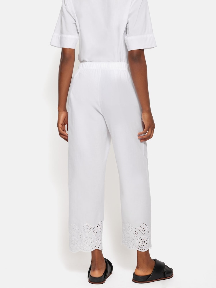Jigsaw White Broderie Cropped 100% Cotton Trousers - Image 2 of 6