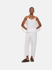 Jigsaw White Broderie Cropped 100% Cotton Trousers - Image 3 of 6