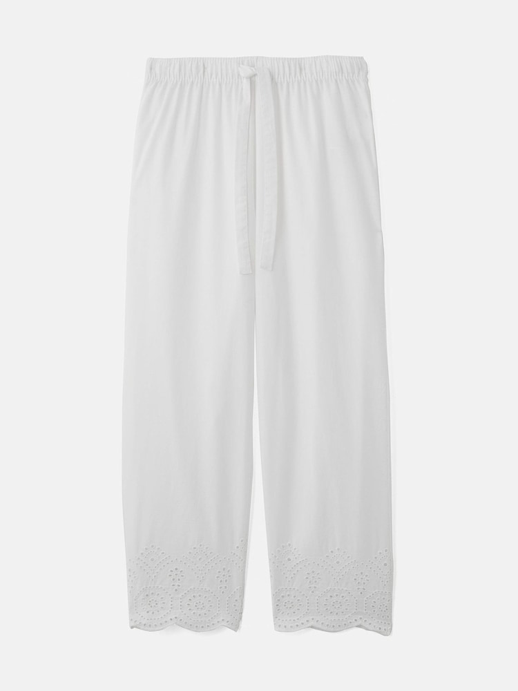 Jigsaw White Broderie Cropped 100% Cotton Trousers - Image 5 of 6