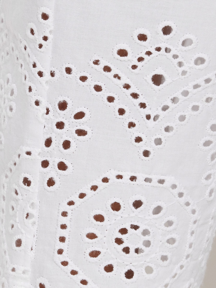 Jigsaw White Broderie Cropped 100% Cotton Trousers - Image 6 of 6