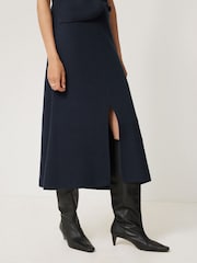 Jigsaw Blue Cotton Blend Knitted Skirt - Image 1 of 6