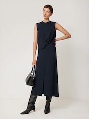 Jigsaw Blue Cotton Blend Knitted Skirt - Image 3 of 6