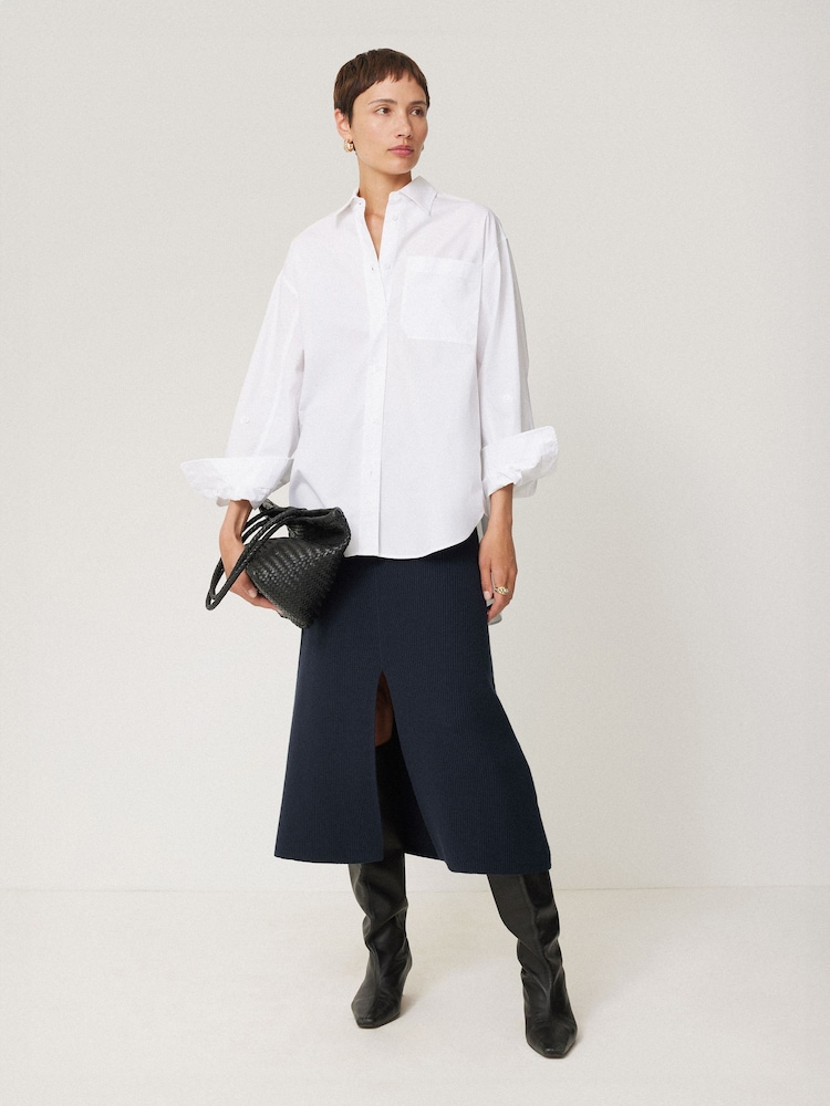 Jigsaw Blue Cotton Blend Knitted Skirt - Image 6 of 6