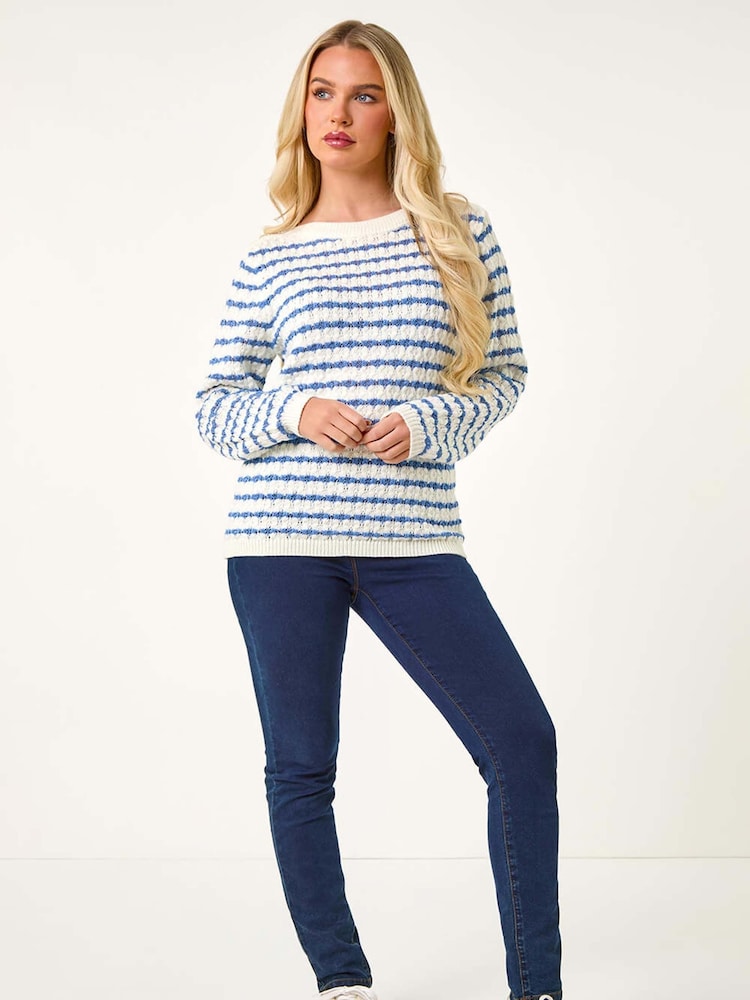 Roman White Petite Stripe Metallic Knit Jumper - Image 2 of 5