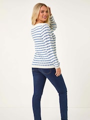 Roman White Petite Stripe Metallic Knit Jumper - Image 3 of 5