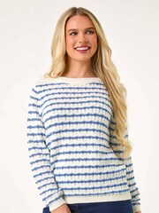 Roman White Petite Stripe Metallic Knit Jumper - Image 4 of 5