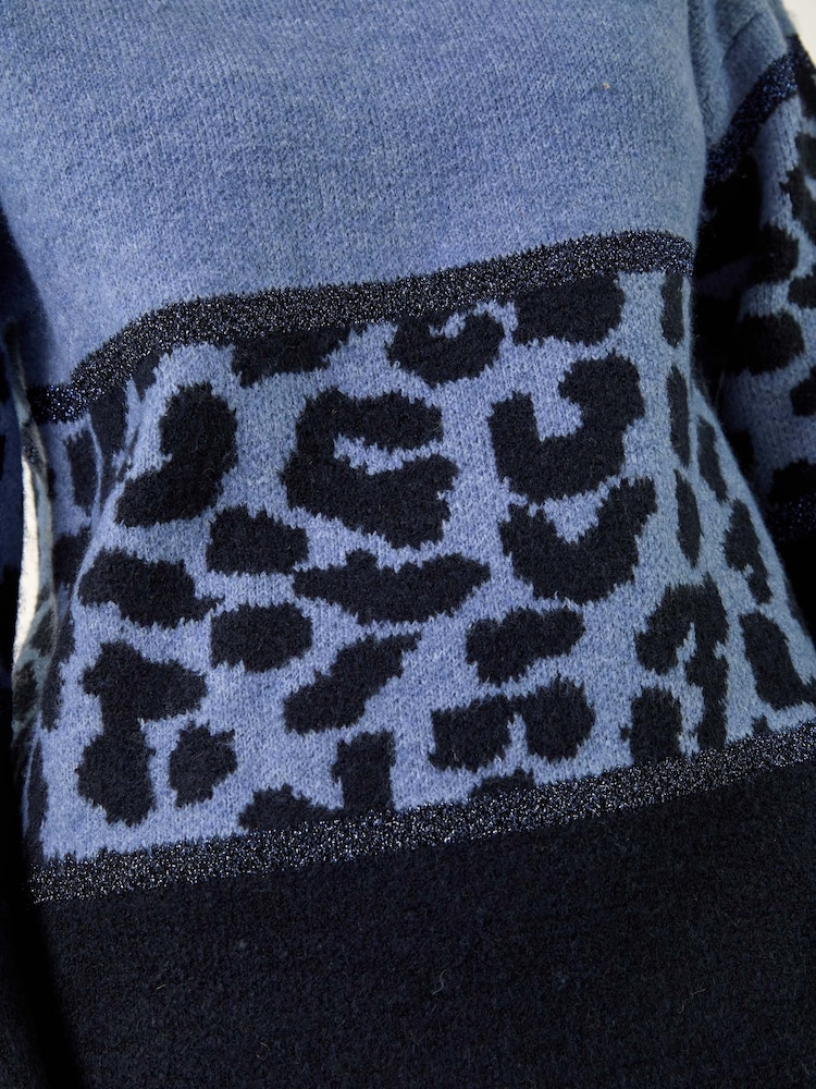 Roman Blue Petite Animal Border Print Knit Jumper - Image 5 of 5