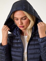 Roman Blue Petite Metallic Finish Quilted Puffer Coat - Image 5 of 5