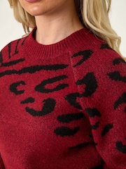 Roman Red Petite Animal Print Longline Stretch Jumper - Image 5 of 5