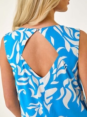 Roman Blue Petite Print Cut Out Back Tiered Dress - Image 5 of 5