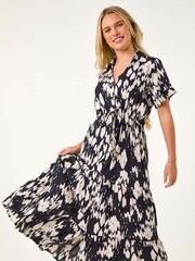Roman Black Petite V-Neck Button Down Midi Dress - Image 1 of 5