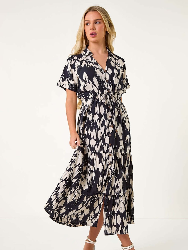 Roman Black Petite V-Neck Button Down Midi Dress - Image 2 of 5