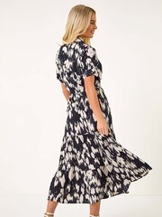 Roman Black Petite V-Neck Button Down Midi Dress - Image 3 of 5