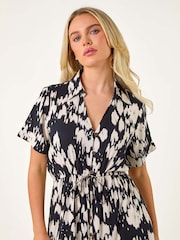 Roman Black Petite V-Neck Button Down Midi Dress - Image 4 of 5
