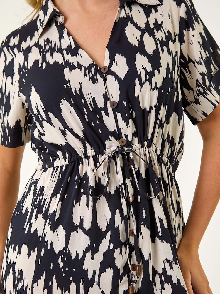Roman Black Petite V-Neck Button Down Midi Dress - Image 5 of 5