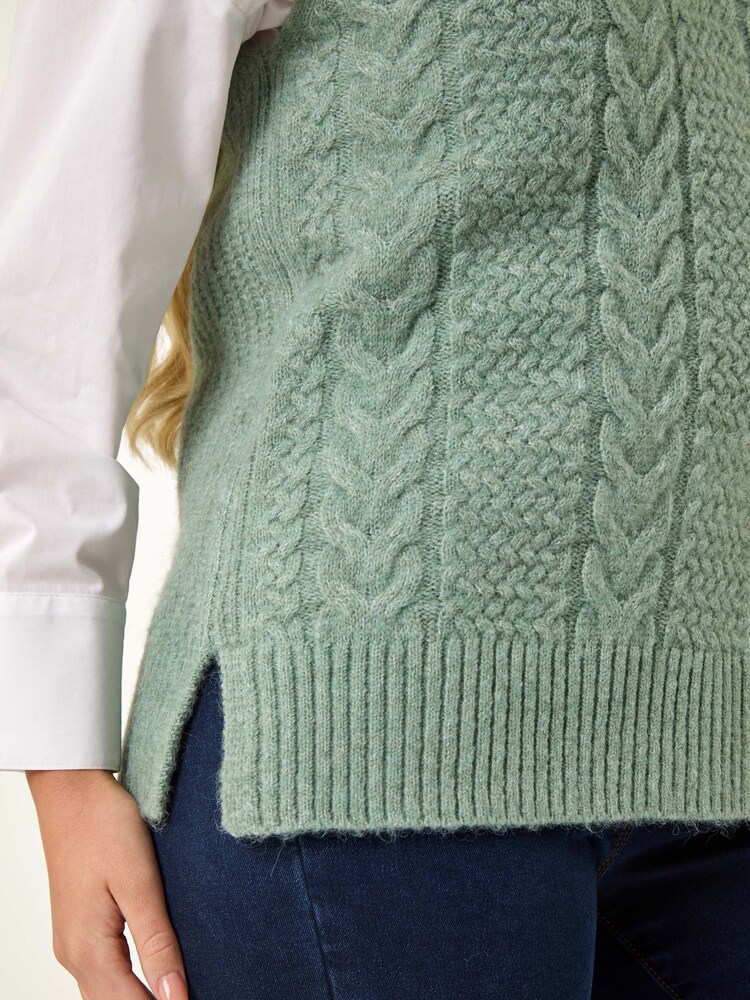 Roman Green Petite Cable Knitted Vest - Image 5 of 5