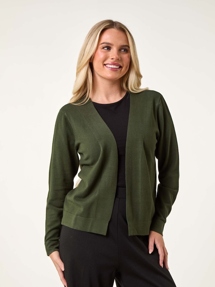 Verde - Roman Petite Plain Stretch Cardigan - Imagem 1 de 5