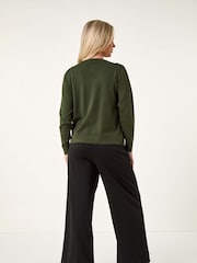 Verde - Roman Petite Plain Stretch Cardigan - Imagem 3 de 5