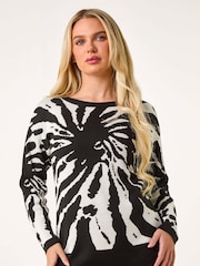 Roman Black Petite Abstract Knit Jumper - Image 1 of 6